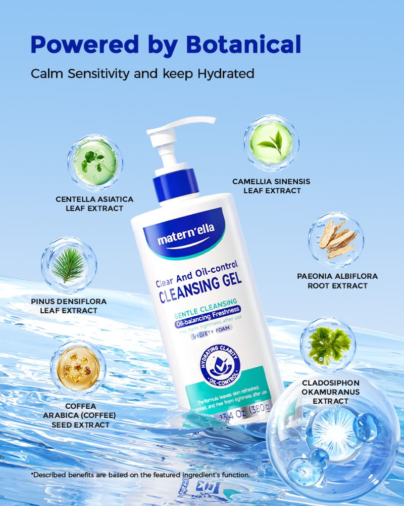 Matern’ella Premium Facial Cleansing Gel – Gentle,Fragrance-Free Face Wash for Sensitive Skin(1.34 oz)
