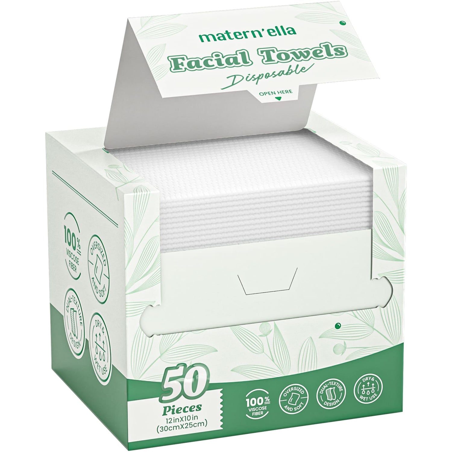 Matern'ella XL Disposable Facial Towels – Lint-Free, Plant-Based | 50 Count