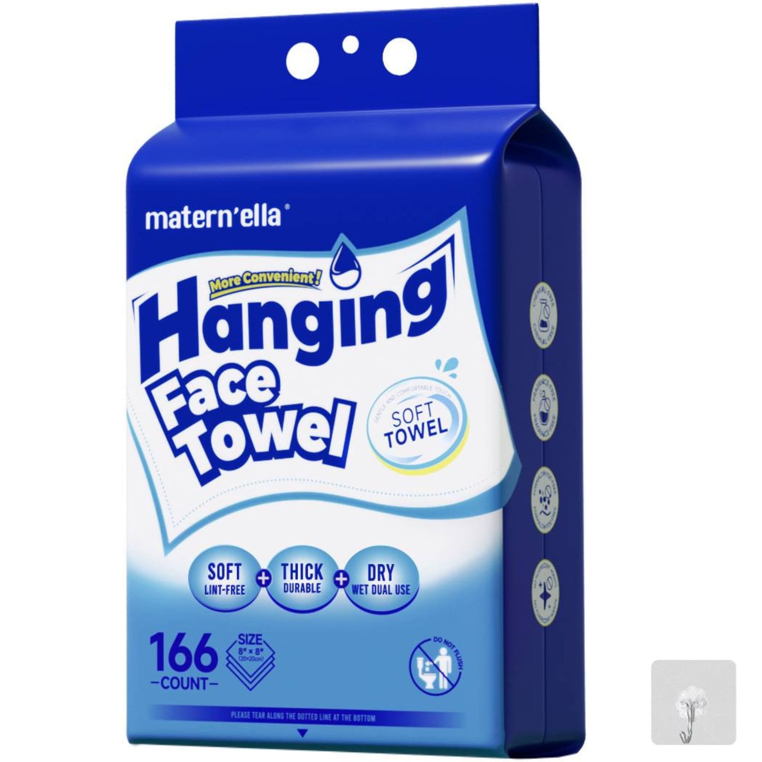 Matern'ella Disposable Hanging Face Towels – Thickened, Soft & Lint-Free for Facial Cleansing & Makeup Removal (166 Count)
