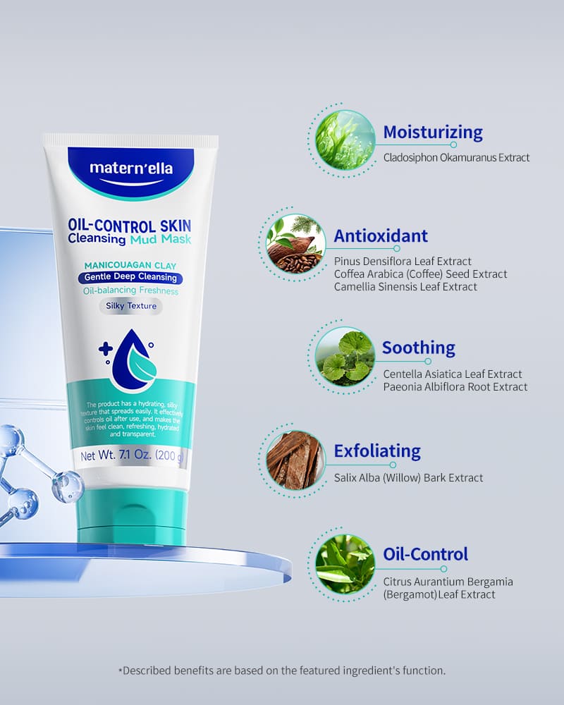 Maternella Manicouagan Clay Cleansing Mud Mask - Oil-Control & Gentle for Sensitive Skin (200g)