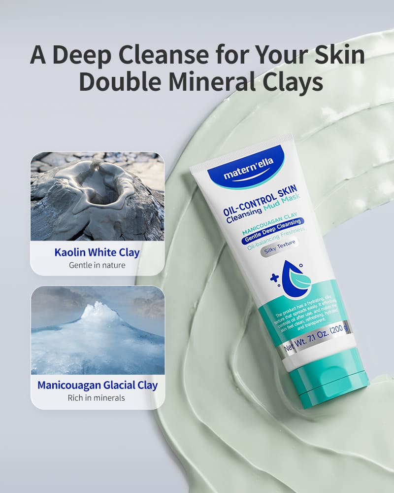 Maternella Manicouagan Clay Cleansing Mud Mask - Oil-Control & Gentle for Sensitive Skin (200g)